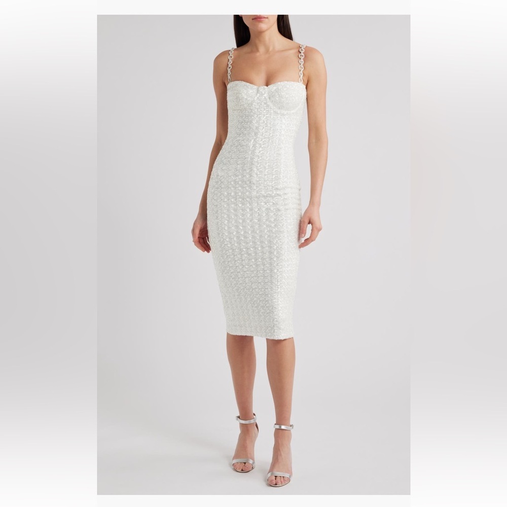 NADINE MERABI Nina Embellished Body-Con Cocktail Dress